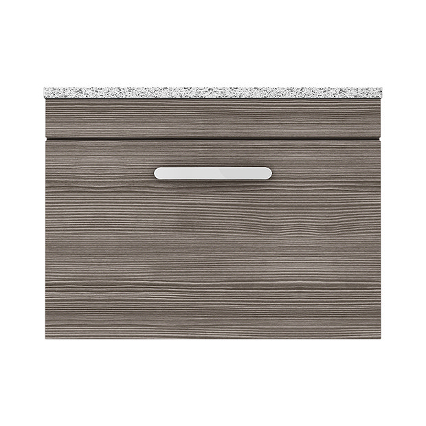 Brooklyn Wall Hung Countertop Vanity Unit - Grey Avola - 600mm with White Worktop & Chrome Handle  Standard Large Image