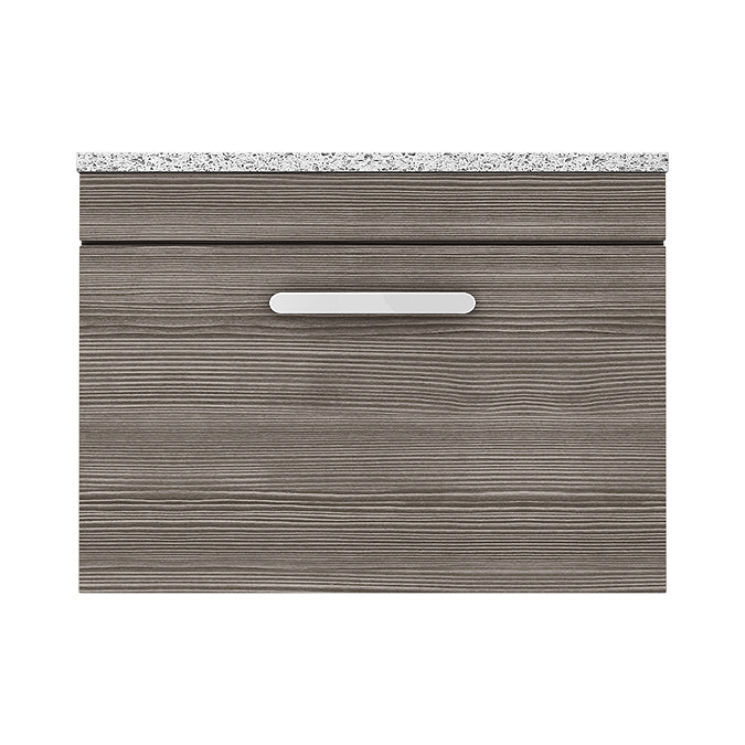 Brooklyn Wall Hung Countertop Vanity Unit - Grey Avola - 600mm with White Worktop & Chrome Handle Standard Large Image