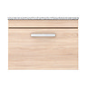 Brooklyn Wall Hung Countertop Vanity Unit - Natural Oak - 600mm with White Worktop & Chrome Handle  Standard Large Image