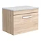 Brooklyn Wall Hung Countertop Vanity Unit - Natural Oak - 600mm with White Worktop & Chrome Handle L