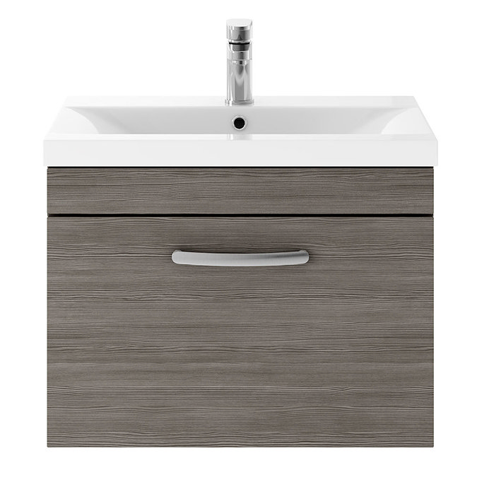Brooklyn 600mm Grey Avola Wall Hung Vanity Unit - Single Drawer Standard Large Image