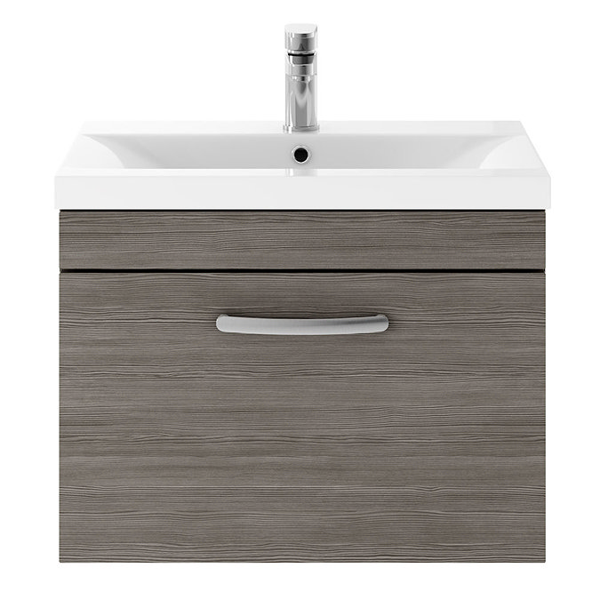 Brooklyn 600mm Grey Avola Wall Hung Vanity Unit - Single Drawer  Standard Large Image