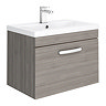 Brooklyn 600mm Grey Avola Wall Hung Vanity Unit - Single Drawer