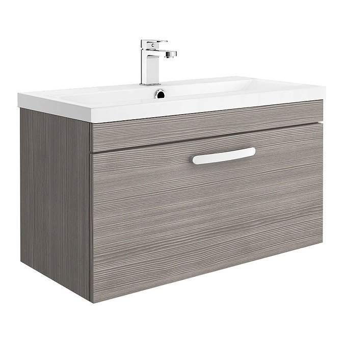 Brooklyn Grey Avola 800mm Wall Hung Vanity Unit - Single Drawer