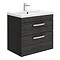 Brooklyn 600mm Wall Hung Double Drawer Vanity Unit - Hacienda Black Large Image