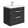 Brooklyn 600mm Black Wall Hung Double Drawer Vanity Unit