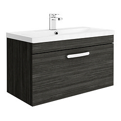 Brooklyn 800mm Black Wall Hung Vanity Unit - Single Drawer