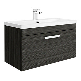 Brooklyn 800mm Black Wall Hung Vanity Unit - Single Drawer