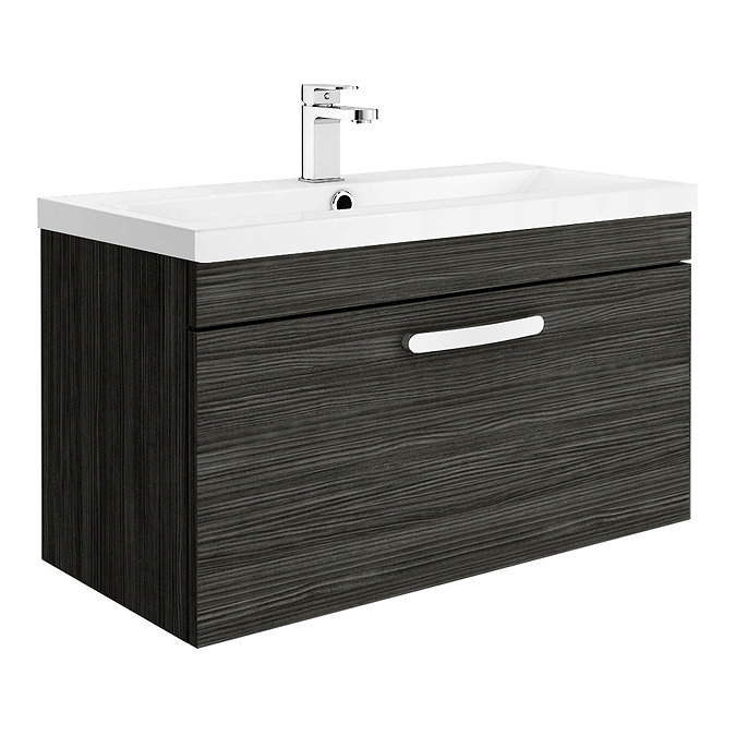 Brooklyn 800mm Black Wall Hung Vanity Unit - Single Drawer