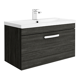 Brooklyn 800mm Black Wall Hung Vanity Unit - Single Drawer