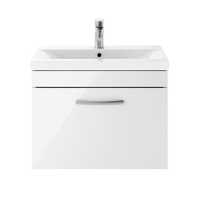 Brooklyn 600mm White Gloss Wall Hung Vanity Unit - Single Drawer  Feature Large Image