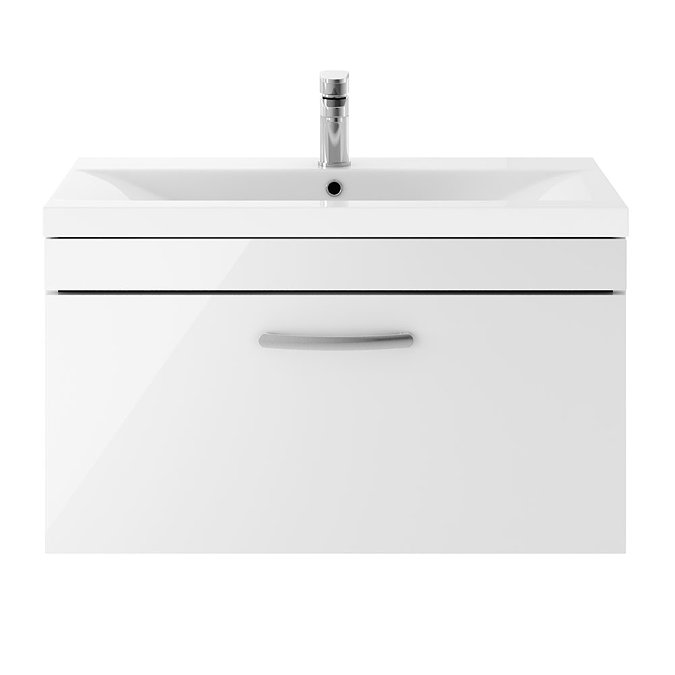 Brooklyn 800mm White Gloss Wall Hung Vanity Unit - Single Drawer  Standard Large Image