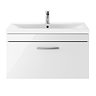 Brooklyn 800mm White Gloss Wall Hung Vanity Unit - Single Drawer Standard Large Image