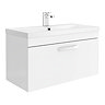 Brooklyn 800mm White Gloss Wall Hung Vanity Unit - Single Drawer