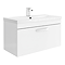Brooklyn 800mm White Gloss Wall Hung Vanity Unit - Single Drawer