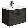 Brooklyn Wall Hung Vanity - Black - 600mm Wide 1-Drawer inc. Matt Black Handle Large Image
