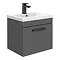 Brooklyn Wall Hung Vanity - Gloss Grey - 500mm Wide 1-Drawer inc. Matt Black Handle Large Image