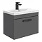 Brooklyn Wall Hung Vanity - Gloss Grey - 600mm Wide 1-Drawer inc. Matt Black Handle Large Image