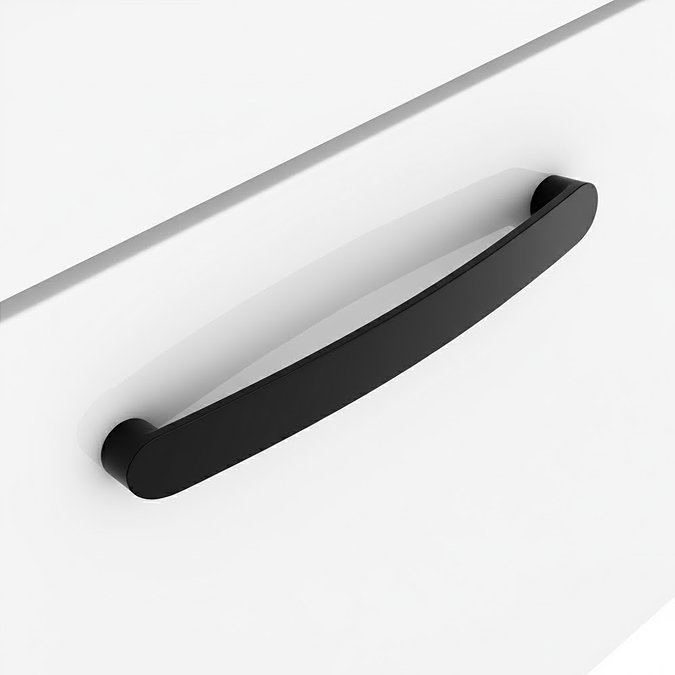 Brooklyn 600mm Gloss White Wall Hung Vanity Unit - Single Drawer With Matt Black Handle