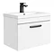 Brooklyn Wall Hung Vanity - Gloss White - 600mm Wide 1-Drawer inc. Matt Black Handle Large Image