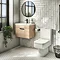 Brooklyn Wall Hung Vanity - Natural Oak - 500mm Wide 1-Drawer inc. Matt Black Handle Feature Large Image