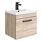 Brooklyn Wall Hung Vanity - Natural Oak - 500mm Wide 1-Drawer inc. Matt Black Handle Large Image