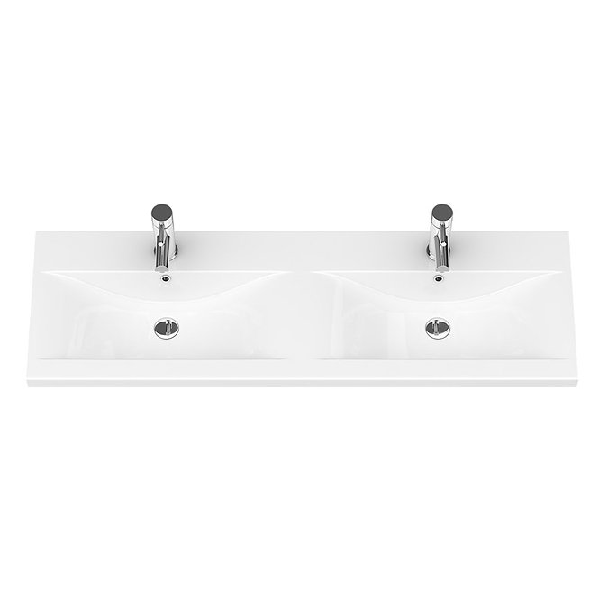 Brooklyn Wall Hung Vanity Unit (Gloss White with 1205mm Poly-Marble Double Bowl Basin)