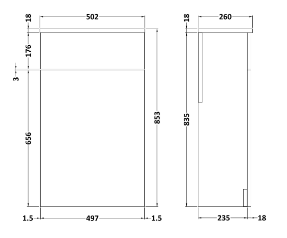 Brooklyn WC Unit with Concealed Cistern - Grey Avola (500mm)