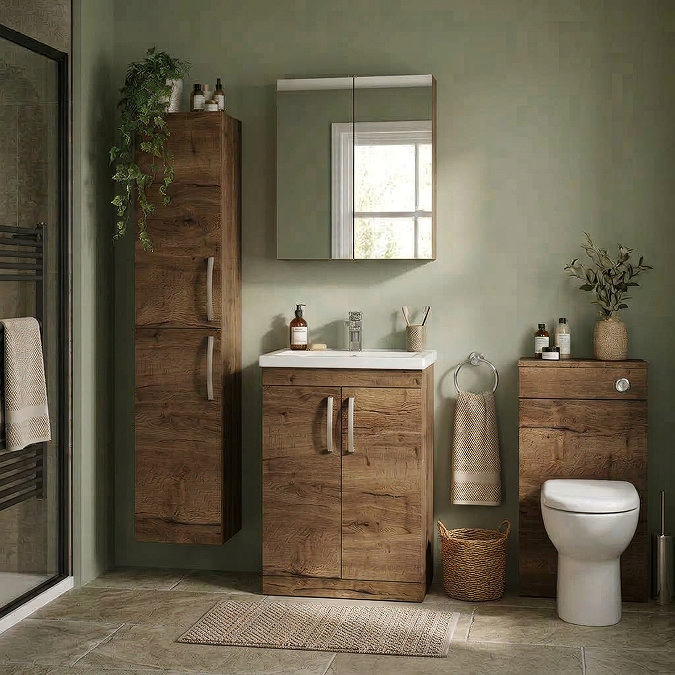 Brooklyn WC Unit with Concealed Cistern - Brown Oak (500mm)