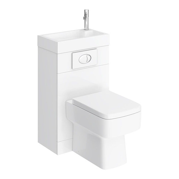 Brooklyn White Gloss Combined TwoInOne Wash Basin & Toilet (500mm