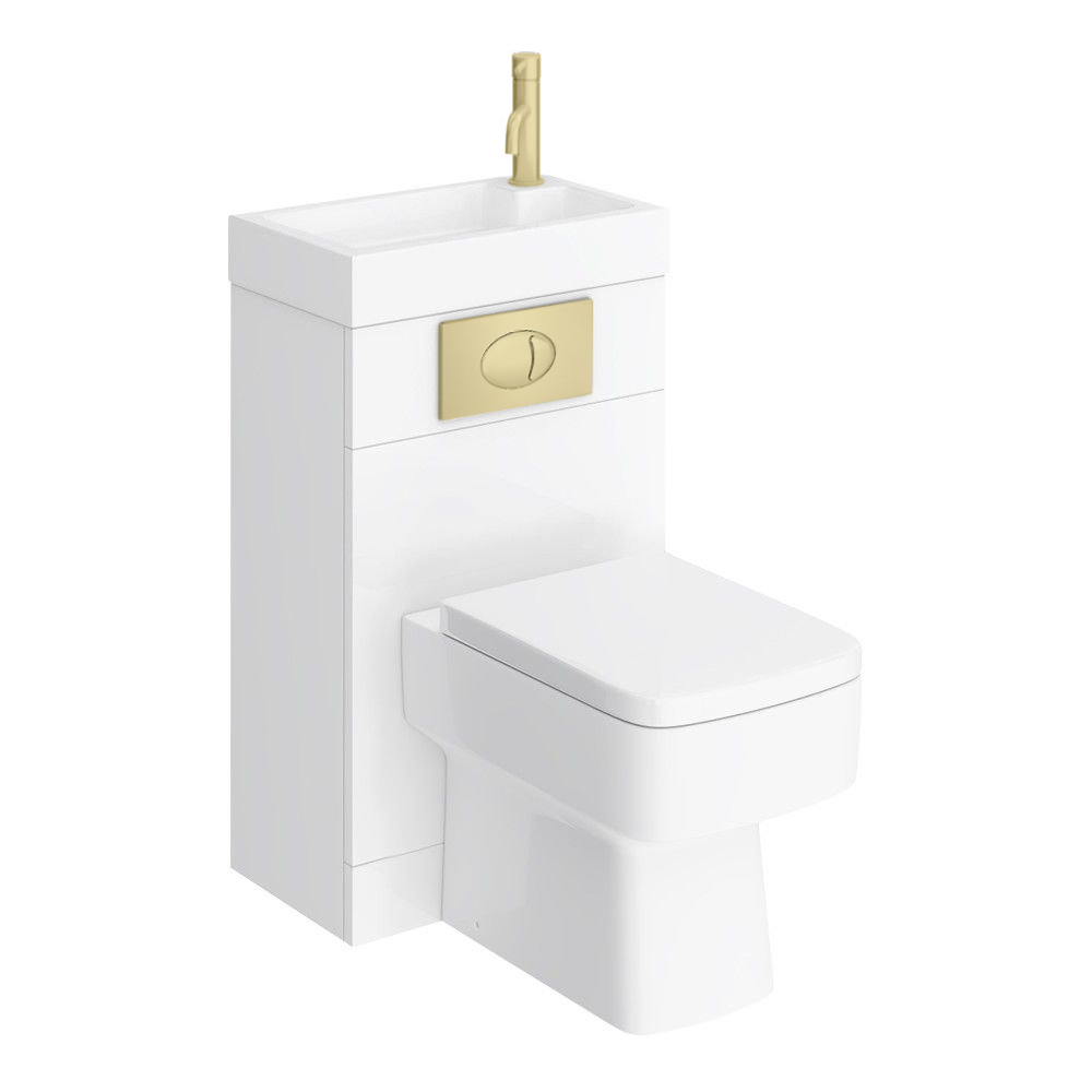 Brooklyn White Gloss Combined Two In One Wash Basin Toilet Brushed