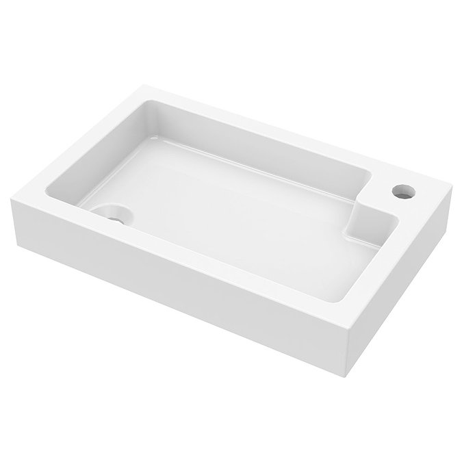 Brooklyn White Gloss Combined Two-In-One Wash Basin, Toilet & Matt Black Flush Plate (500mm wide x 300mm)