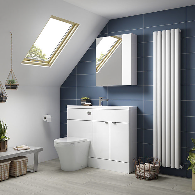 Brooklyn White Gloss Slimline Combination Furniture Pack 1100mm Wide