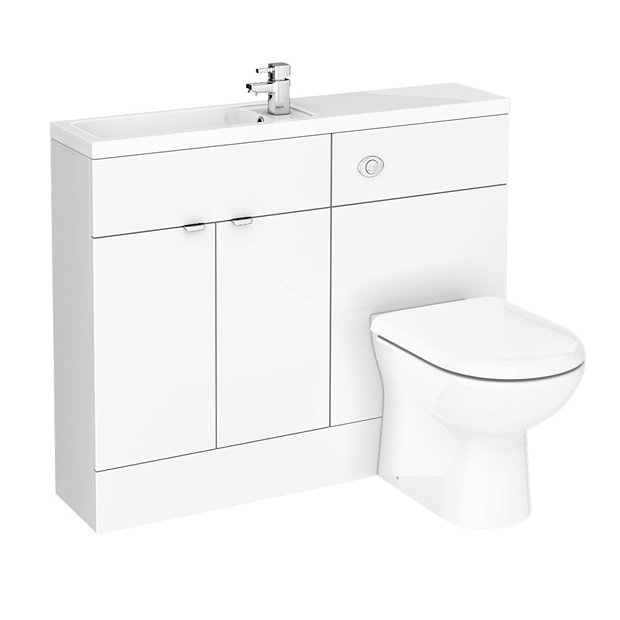Brooklyn White Gloss Slimline Combination Furniture Pack 1100mm Wide