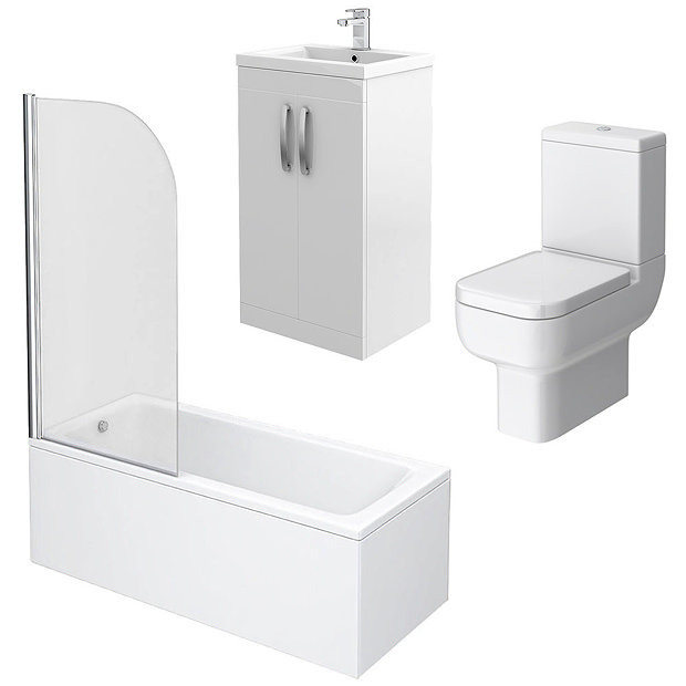 Brooklyn White Gloss Small Bathroom Suite Victorian Plumbing UK