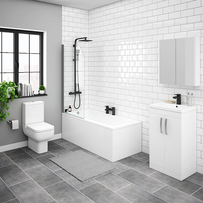 Brooklyn White Gloss Small Bathroom Suite Large Image