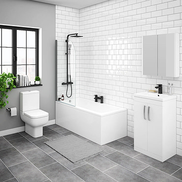 Brooklyn White Gloss Small Bathroom Suite  Profile Large Image