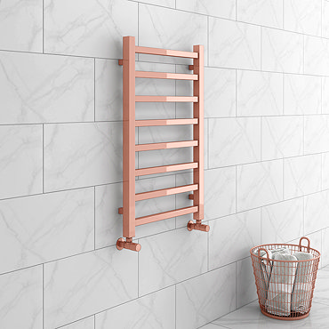Brooklyn Square 800 x 500mm Rose Gold Heated Towel Rail  Profile Large Image
