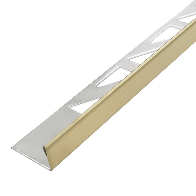 Brushed Gold 10mm L-Shape Metal Tile Trim