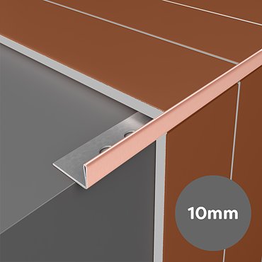 Brushed Rose Gold 10mm L-Shape Metal Tile Trim