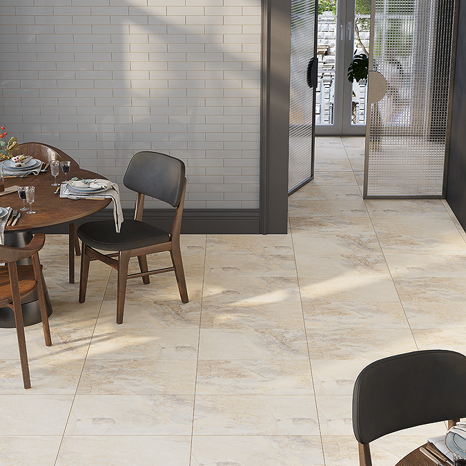 Burbank Cream Stone Effect Wall and Floor Tiles - 400 x 600mm