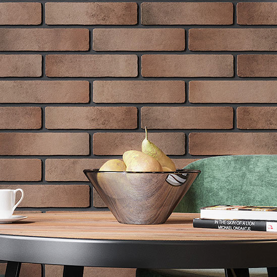 Burford Orange Brick Effect Wall Tiles - 250 x 60mm Large Image