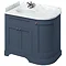 Burlington 100 3-Door Corner Vanity Unit & Minerva Carrara White Worktop with Basin (Blue - Left Han