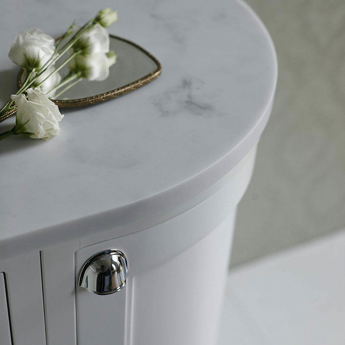 Burlington 100 3-Door Corner Vanity Unit & Minerva Worktop with Basin (Classic Grey - Left Hand) Fe