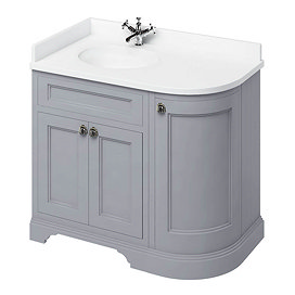 Burlington Floor Standing Corner Vanity Unit - Classic Grey - Left Hand 1000mm with Minerva White Wo