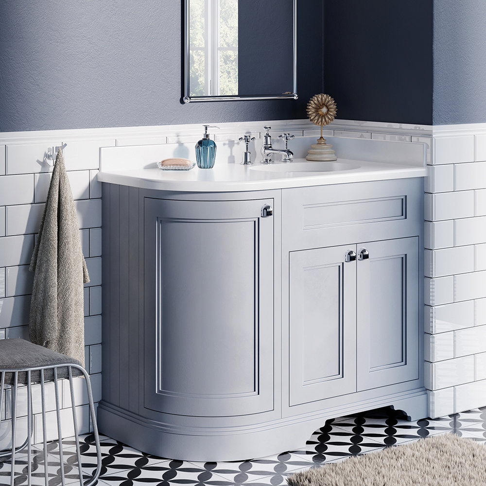 Grey corner online vanity unit