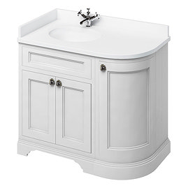 Burlington Freestanding Corner Vanity Unit - Matt White - Left Hand 1000mm with Minerva White Workto