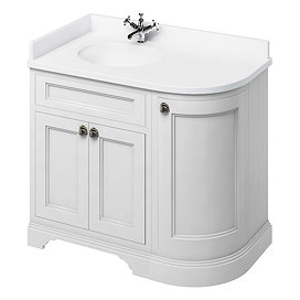 Burlington Freestanding Corner Vanity Unit - Matt White - Left Hand 1000mm with Minerva White Workto