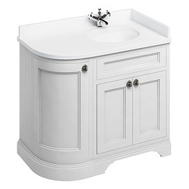 Burlington Floor Standing Corner Vanity Unit - Matt White - Right Hand 1000mm with Minerva White Wor