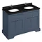 Burlington 130 4-Door Vanity Unit & Minerva Black Granite Worktop with Double Basin - Blue Large Ima